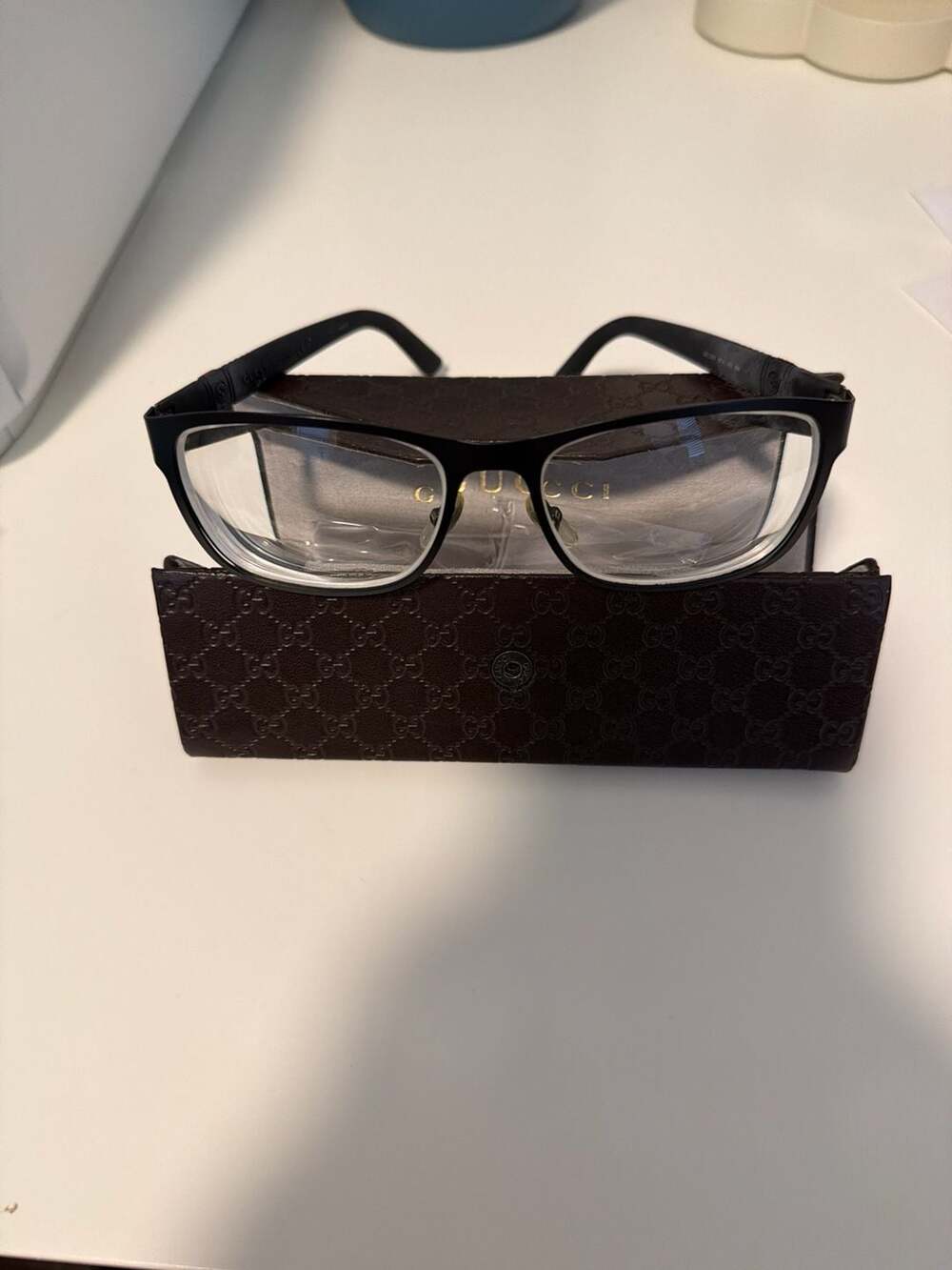 Gucci GG 2251 Rectangular Black Frames with Signature Web Stripe Temple Eyeglass